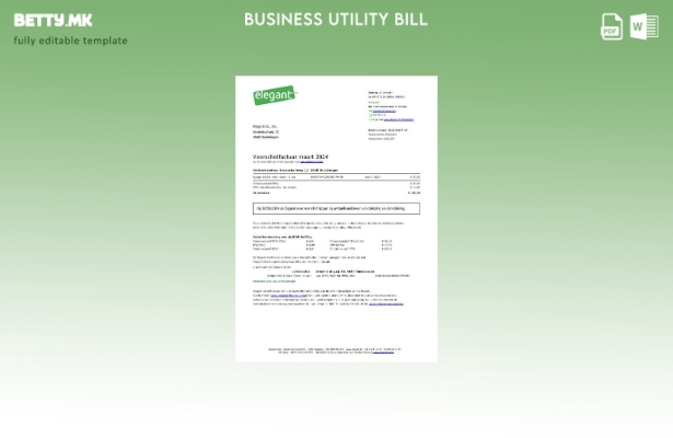 модерен стил Белгија Елегантен шаблон за деловни сметки за комунални услуги